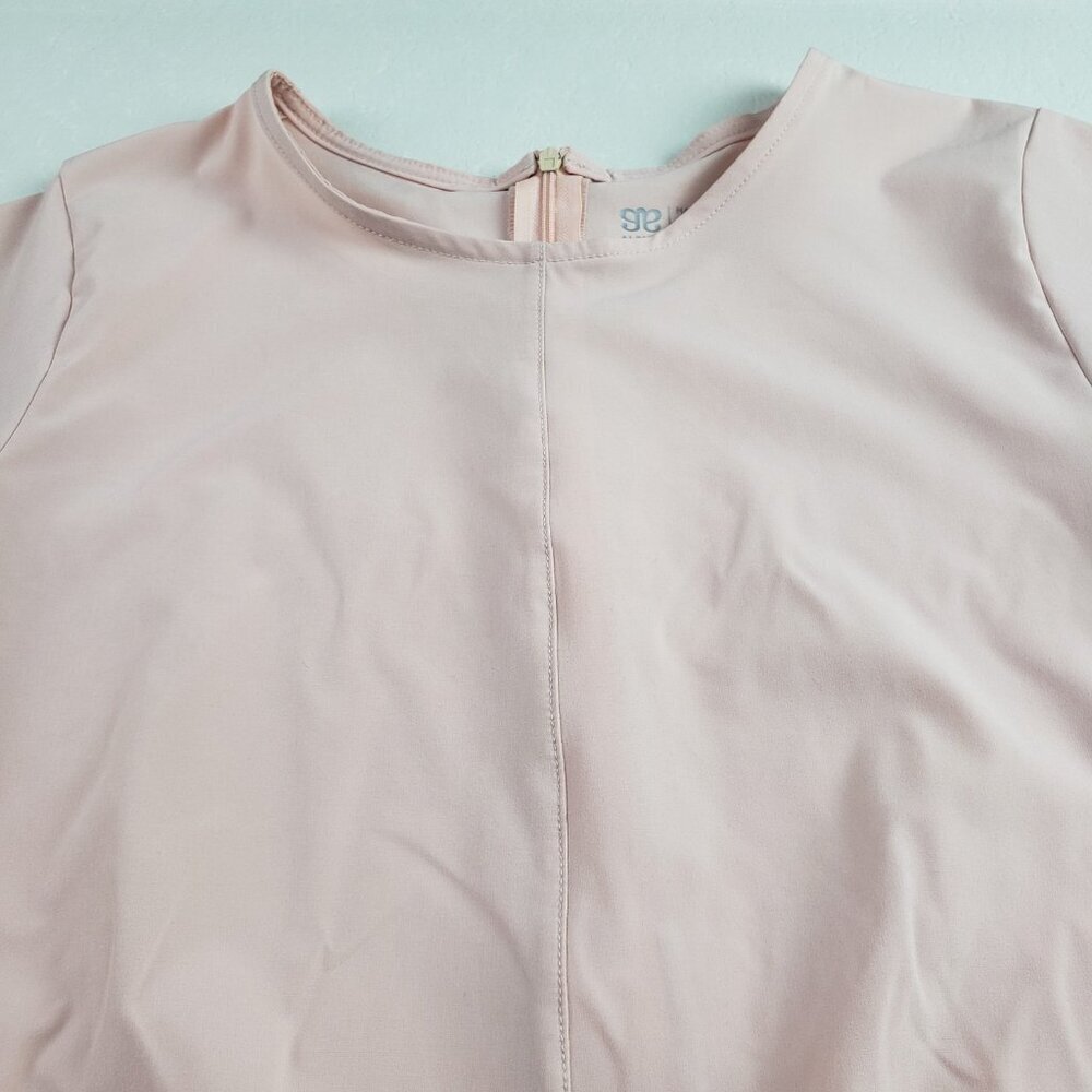 Albion Tie Front Nylon Top Womens XS Blush Pink Short Sleeve Quick Dry Shirt - Picture 2 of 10